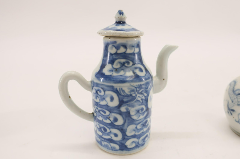 Chinese Ewer and Pair of Small Bottle Vases