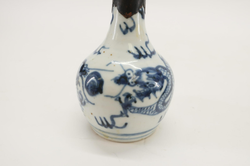 Two Minyao Bottle Vases with Metal Rims