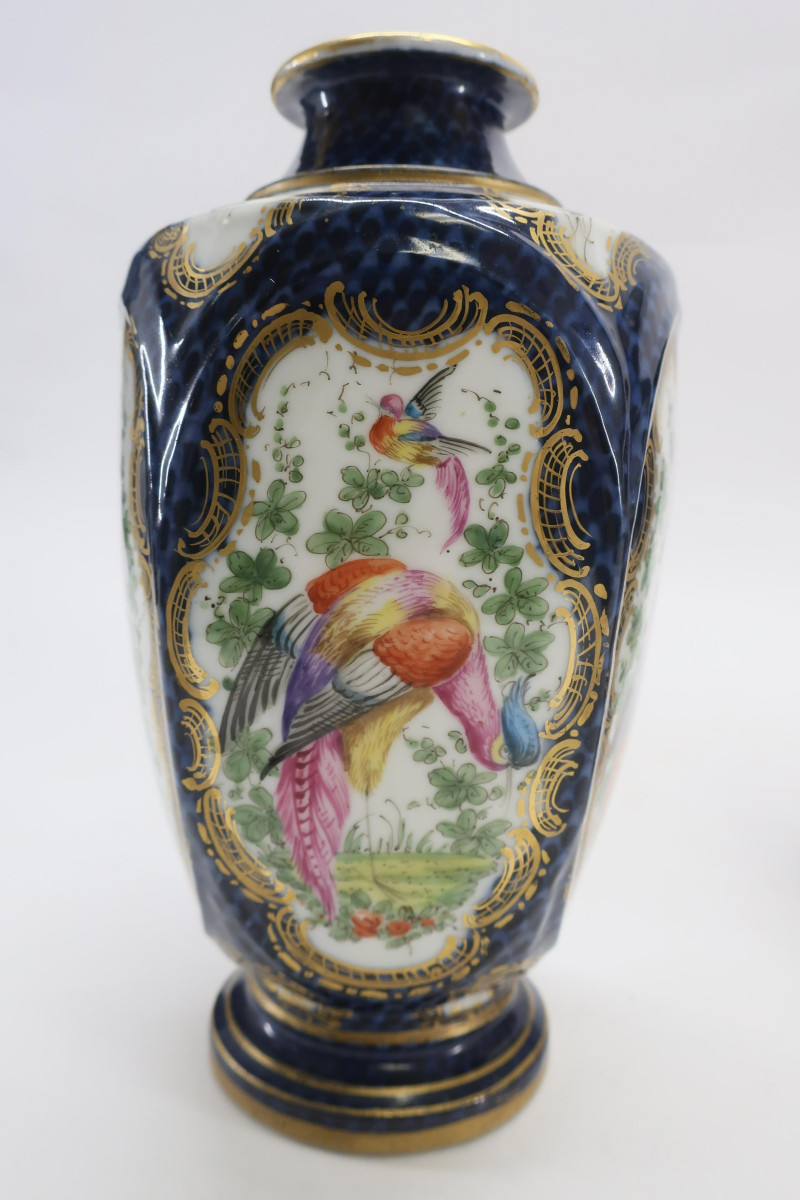 Samson Blue Scale Porcelain Vases, Worcester Style