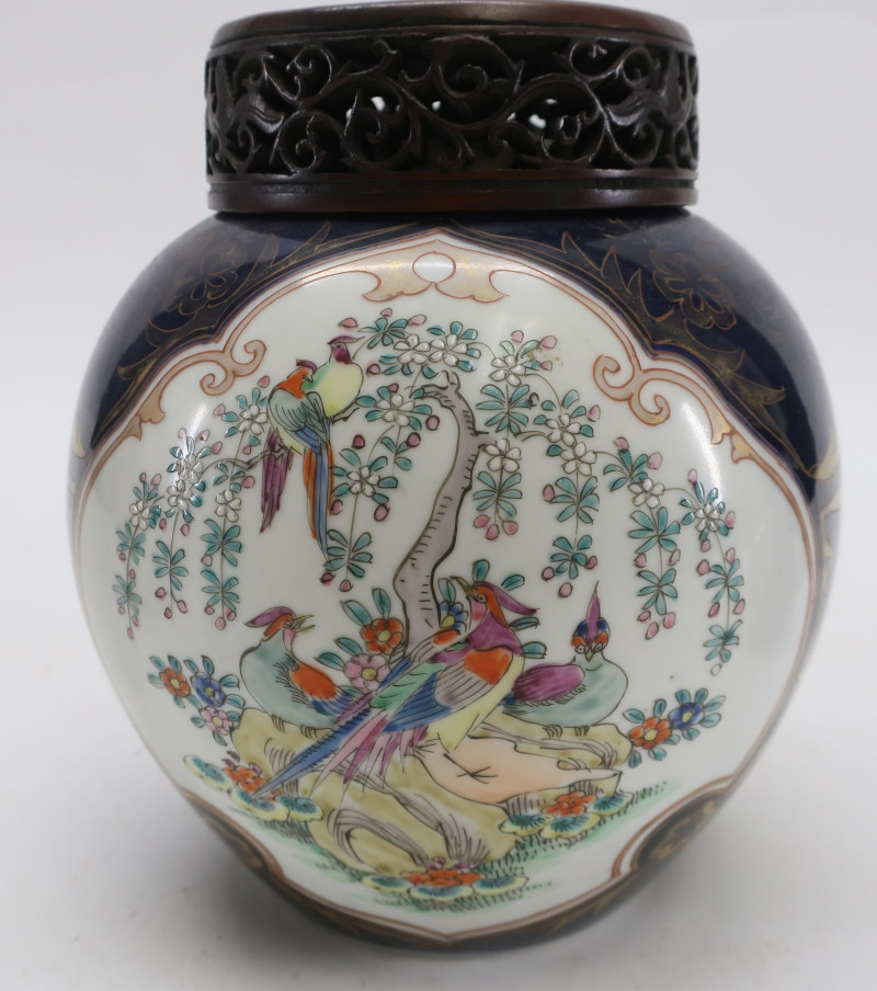 Samson Blue Scale Porcelain Vases, Worcester Style