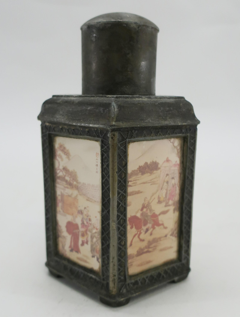 Chinese Glass and Pewter Tea Caddy