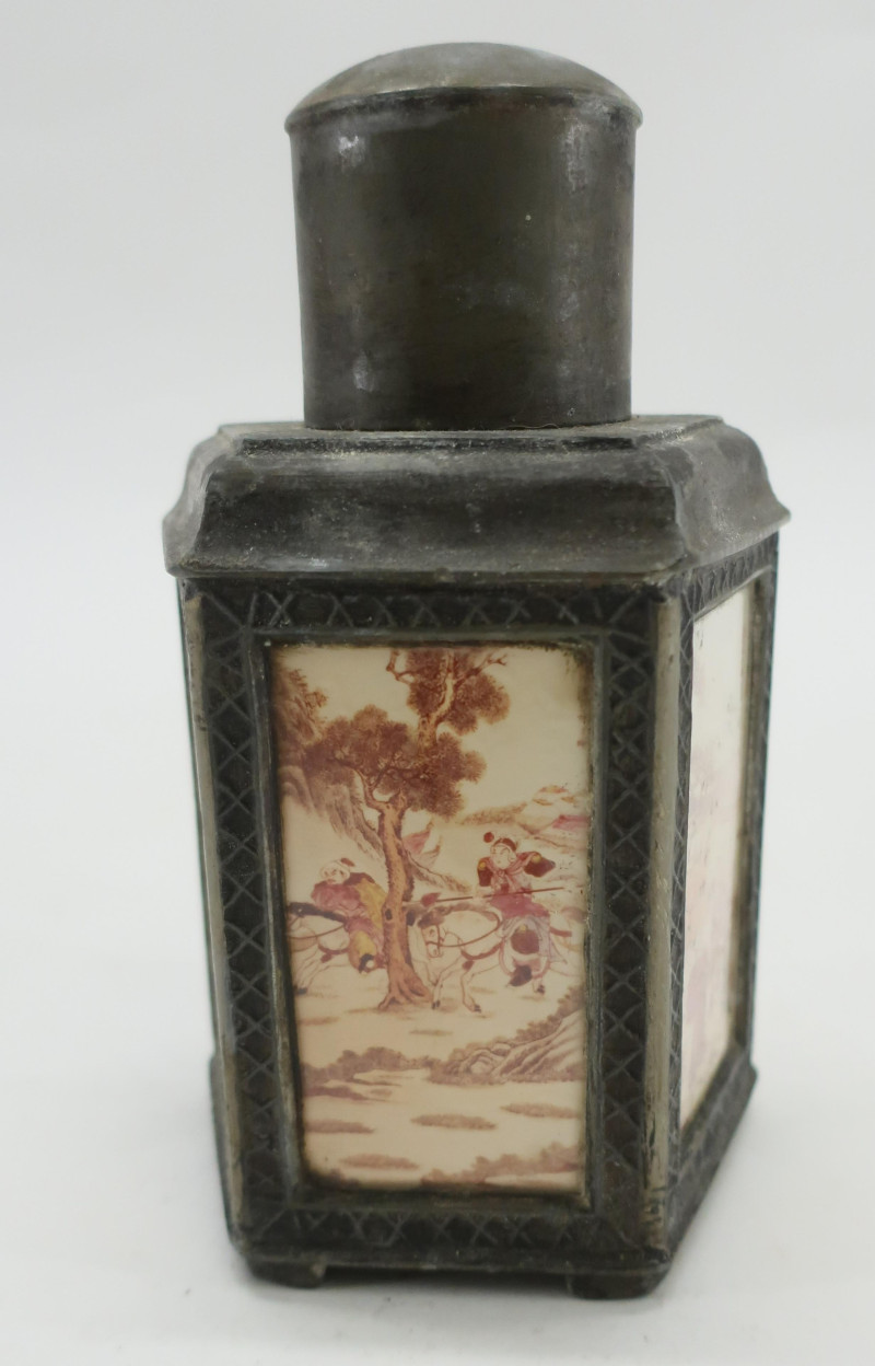 Chinese Glass and Pewter Tea Caddy