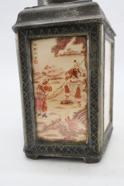 Chinese Glass and Pewter Tea Caddy