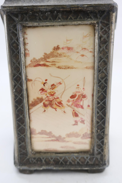 Chinese Glass and Pewter Tea Caddy