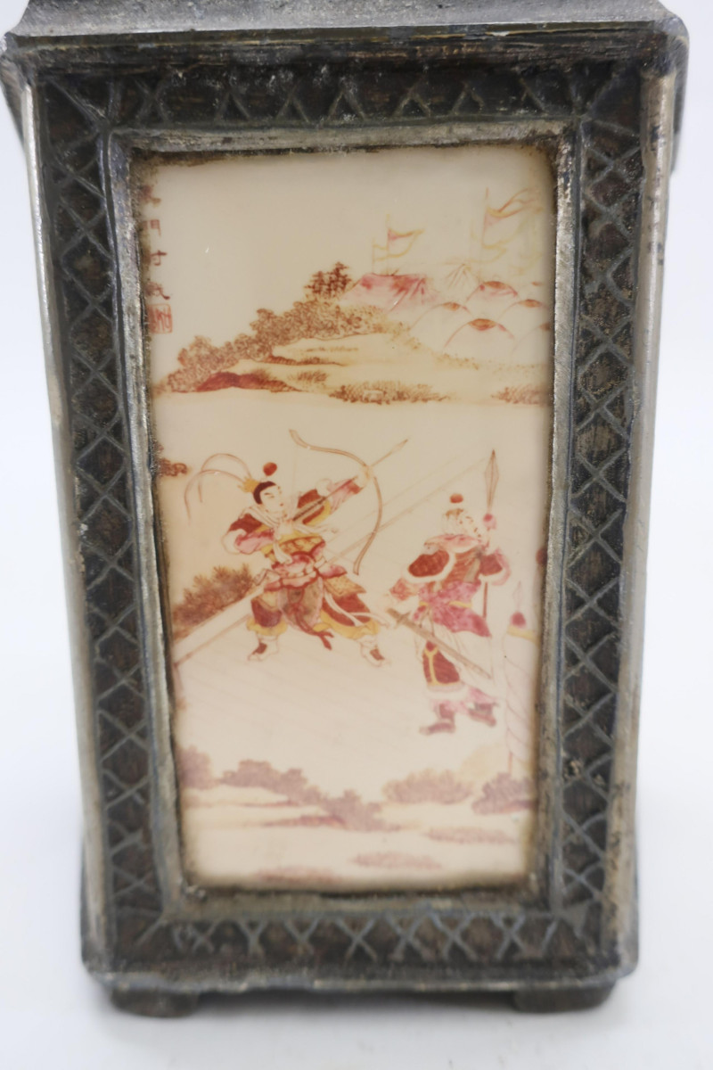 Chinese Glass and Pewter Tea Caddy