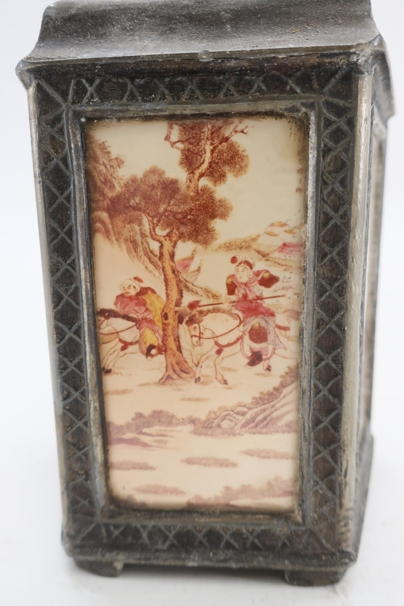 Chinese Glass and Pewter Tea Caddy