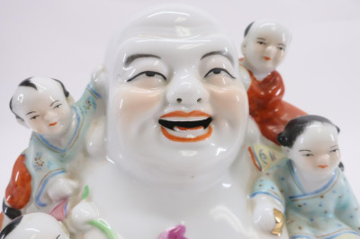 Porcelain Buddha Statue &amp; Rose Quartz Figures
