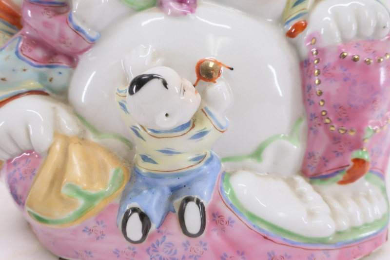 Porcelain Buddha Statue &amp; Rose Quartz Figures