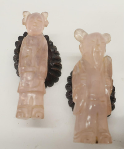 Porcelain Buddha Statue &amp; Rose Quartz Figures