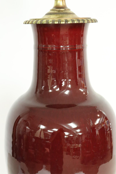 Large Sange De Boeuf Vase Mounted as Lamp