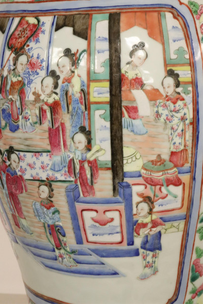 Large Imari and Famille Rose Vases Mounted as Lamp