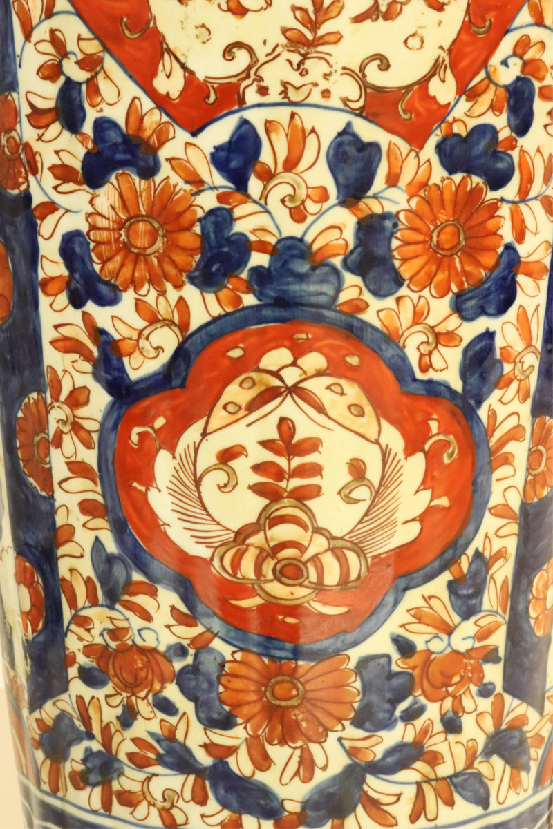Large Imari and Famille Rose Vases Mounted as Lamp