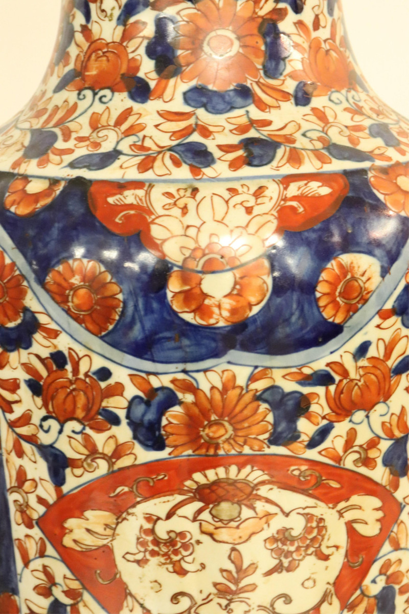 Large Imari and Famille Rose Vases Mounted as Lamp