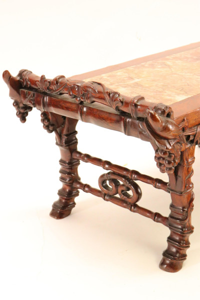 Two Carved Chinese Wood and Stone Panel Stands