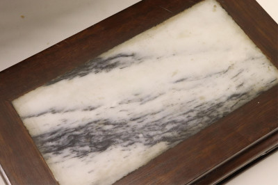 Two Carved Chinese Wood and Stone Panel Stands