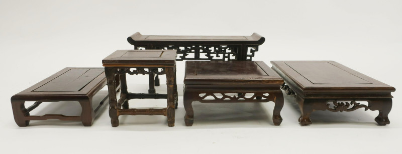 Five Small Chinese Wood Table Stands