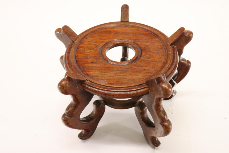 Two Fine Wood Vase Stands with Wire Inlay