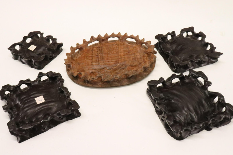 Collection of Carved Wooden Vase Stands