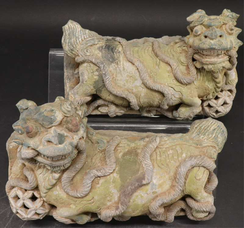Pair Ming Dynasty Lion Tiles