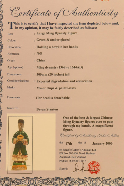 Pair Large Ming Dynasty Figures