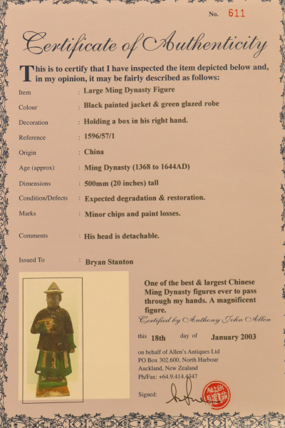 Pair Large Ming Dynasty Figures