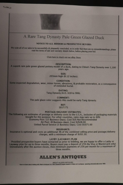 Tang Glazed Pottery Duck