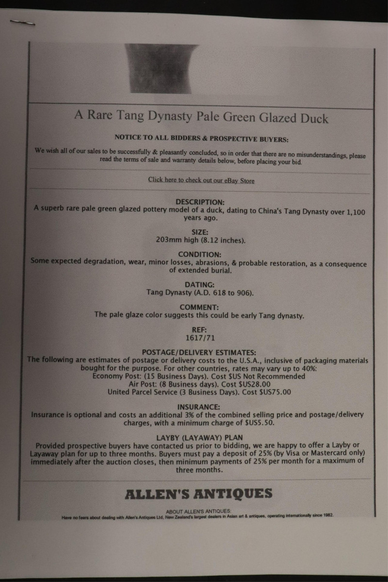 Tang Glazed Pottery Duck