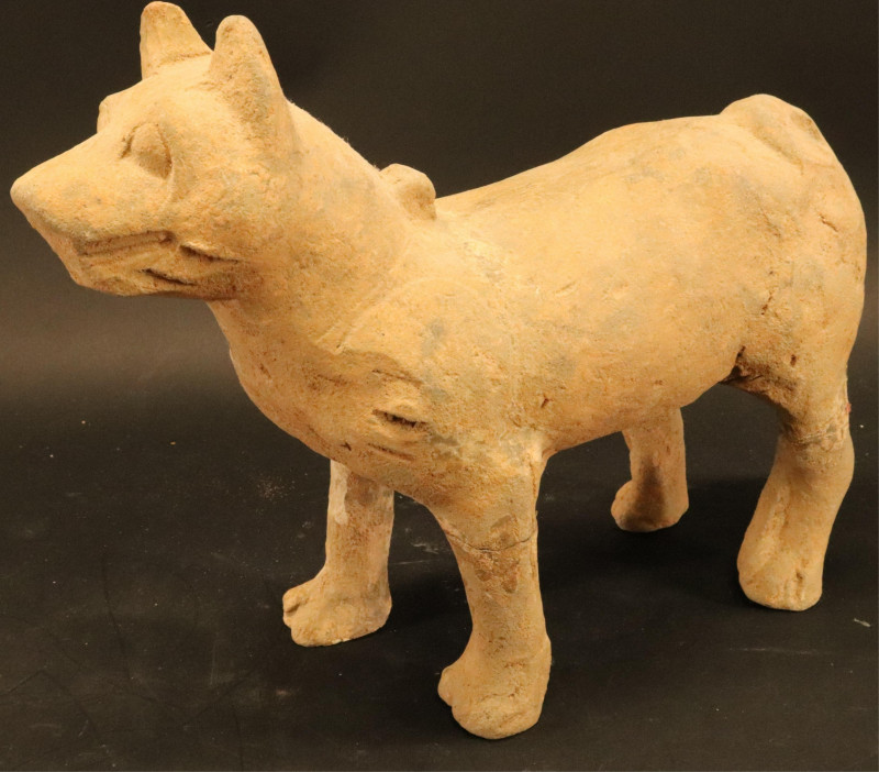 Three Han Dynasty Terracotta Standing Dogs