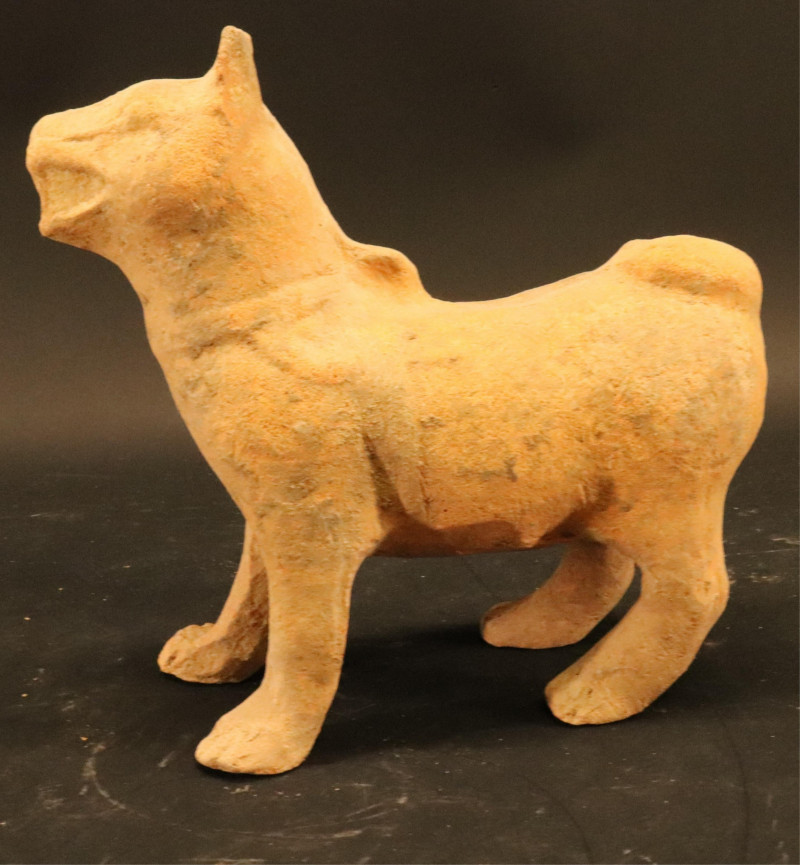 Three Han Dynasty Terracotta Standing Dogs