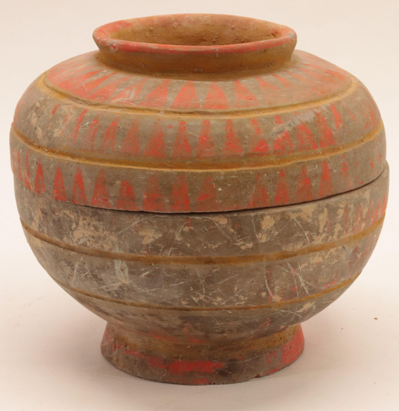 Han Dynasty Terracotta Lidded Vessel