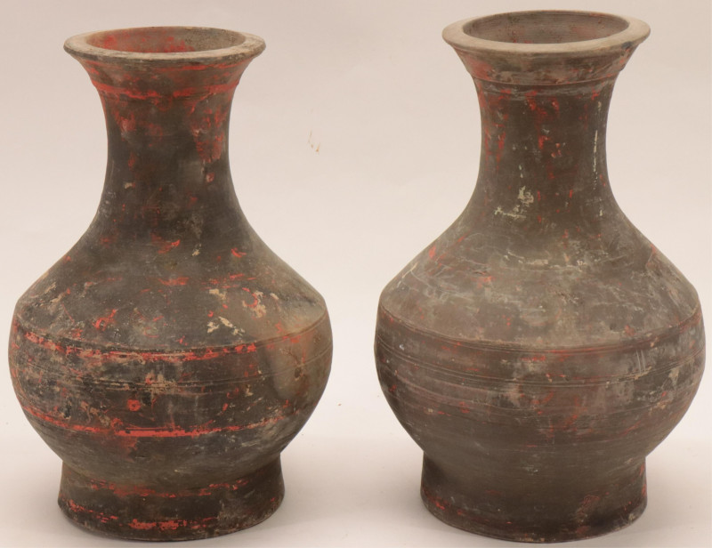 Two Han Dynasty Terracotta Hu Jars
