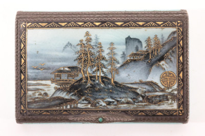 Leather Painted Box and Cigarette Case