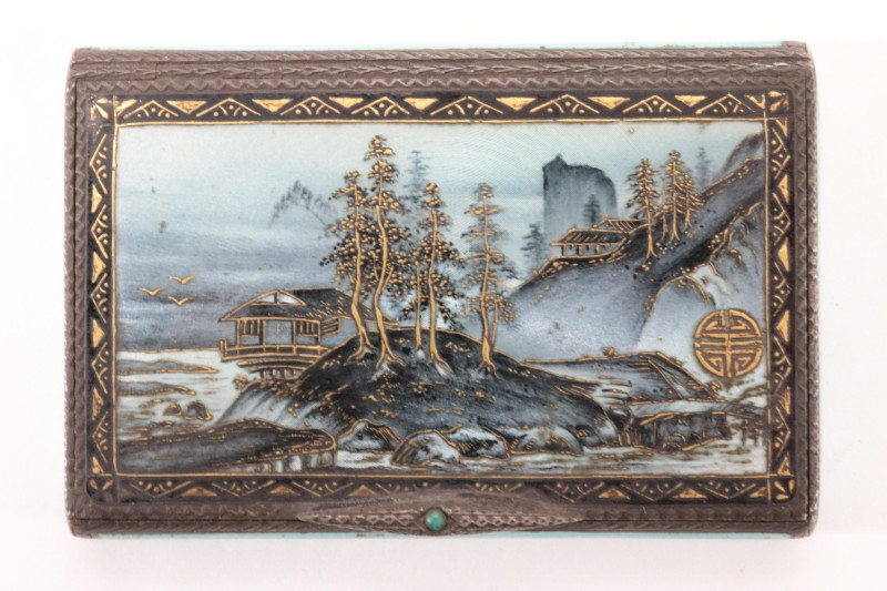 Leather Painted Box and Cigarette Case