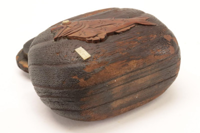 Carved Wood Pavilion and Tobacco Pouch