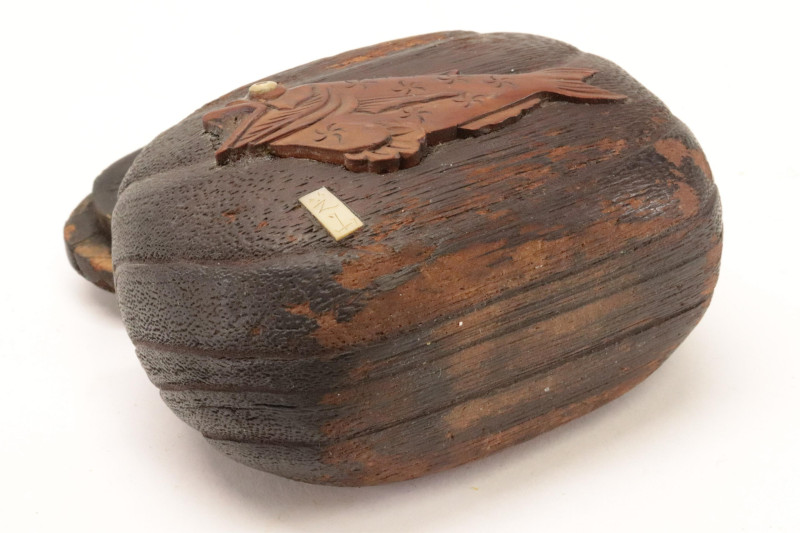 Carved Wood Pavilion and Tobacco Pouch