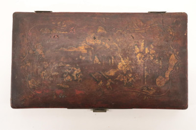 Leather Painted Box and Cigarette Case