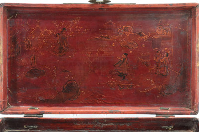 Leather Painted Box and Cigarette Case