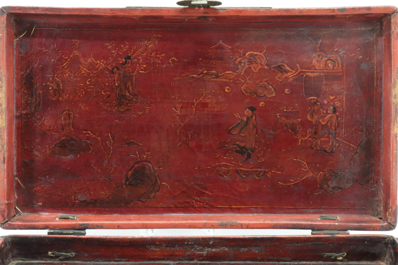 Leather Painted Box and Cigarette Case