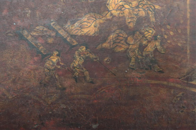 Leather Painted Box and Cigarette Case