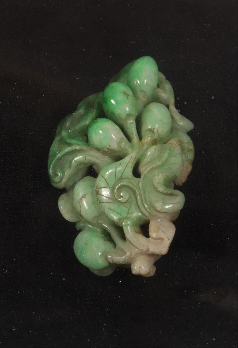 Framed Small Saucers and Carved Jades