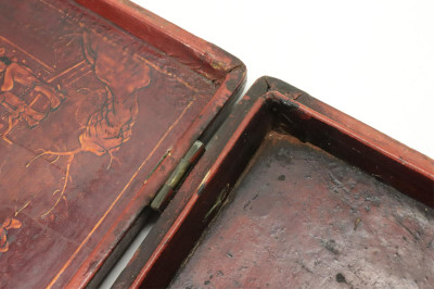 Leather Painted Box and Cigarette Case