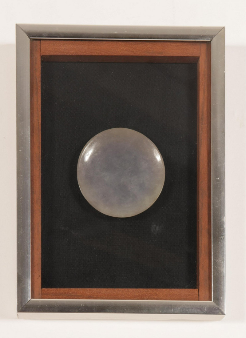 Framed Small Saucers and Carved Jades