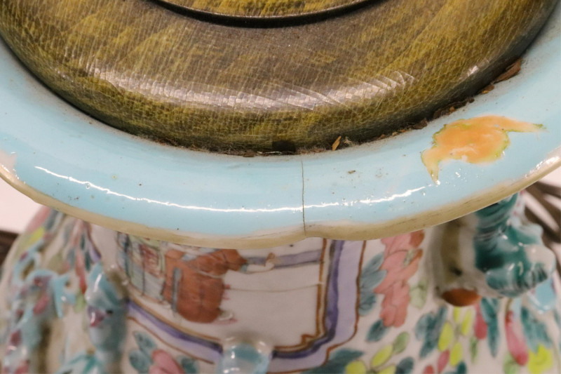 Pair of Famille Rose Vases Mounted as Lamps