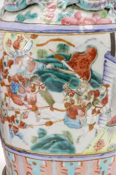 Pair of Famille Rose Vases Mounted as Lamps