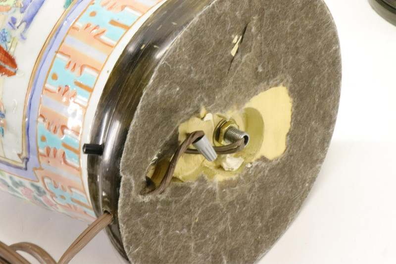 Pair of Famille Rose Vases Mounted as Lamps