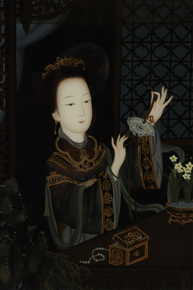 Set of Three Chinese Reverse Painting on Glass