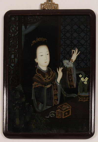 Set of Three Chinese Reverse Painting on Glass