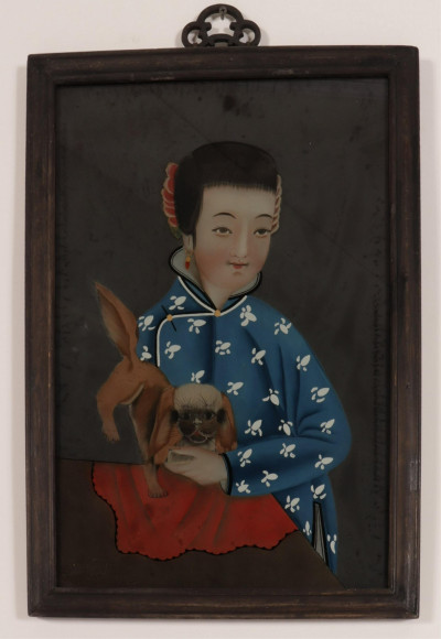 Pair of Chinese Reverse Painting on Glass