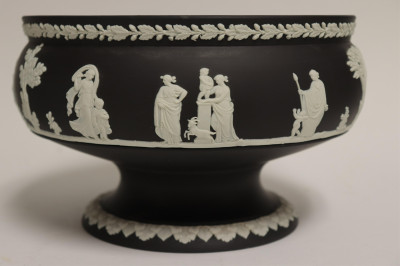 Wedgwood Black Basalt Pedestal Bowl &amp; Vase