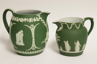 5 Wedgwood Dark Green Jasper Dip Pitchers